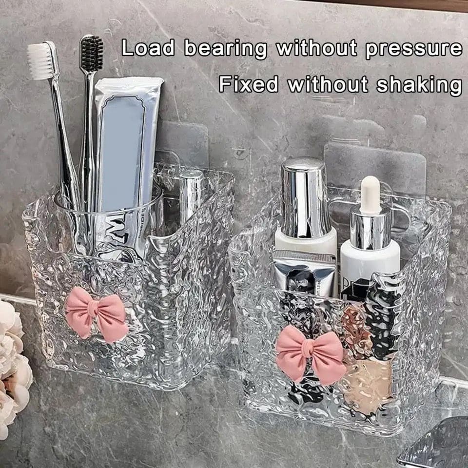Bow Vanity Storage Box, Punch-Free Toothpaste Holder, Multifunctional Wall Storage Box, Elegant Caddy Organizer, Kitchen Bathroom Sink Storage Rack, Facial Tissue Basket Bow Vanity Storage Box, Punch-Free Toothpaste Holder, Multifunctional Wall Storage Box, Elegant Caddy Organizer, Kitchen Bathroom Sink Storage Rack, Facial Tissue Basket